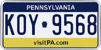 PA license plate KOY9568