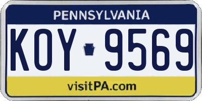 PA license plate KOY9569