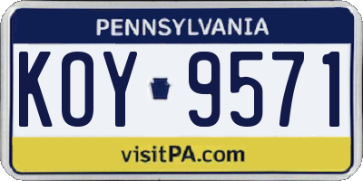 PA license plate KOY9571