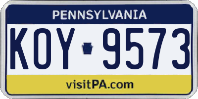 PA license plate KOY9573
