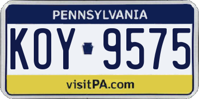 PA license plate KOY9575