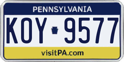 PA license plate KOY9577