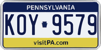 PA license plate KOY9579