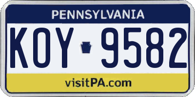 PA license plate KOY9582