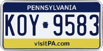 PA license plate KOY9583