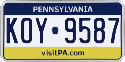 PA license plate KOY9587