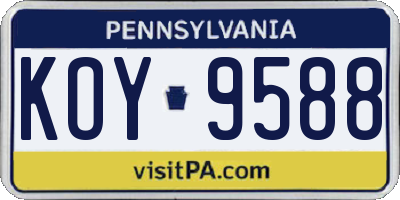 PA license plate KOY9588