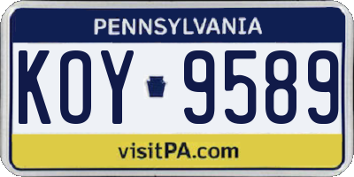 PA license plate KOY9589