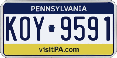 PA license plate KOY9591
