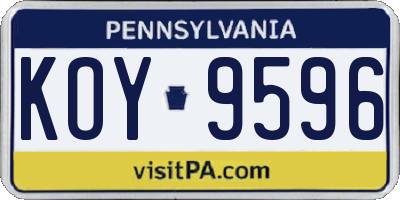 PA license plate KOY9596