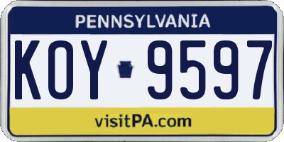 PA license plate KOY9597