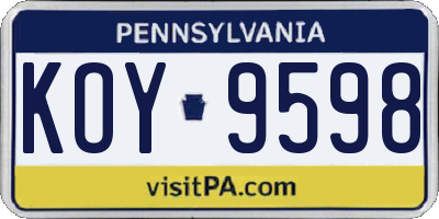 PA license plate KOY9598