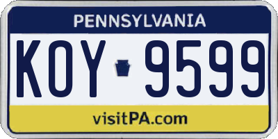 PA license plate KOY9599