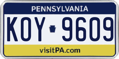 PA license plate KOY9609