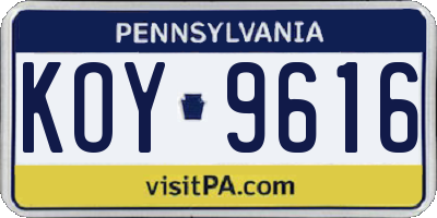 PA license plate KOY9616