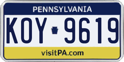PA license plate KOY9619