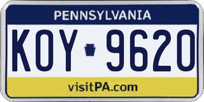 PA license plate KOY9620