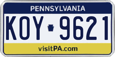 PA license plate KOY9621