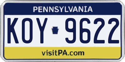 PA license plate KOY9622