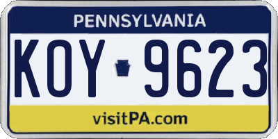 PA license plate KOY9623