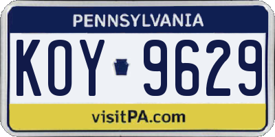 PA license plate KOY9629