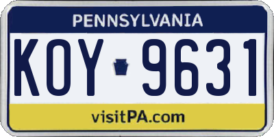 PA license plate KOY9631