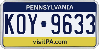 PA license plate KOY9633