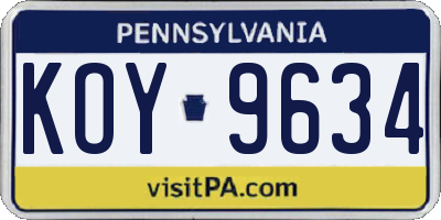 PA license plate KOY9634