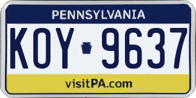 PA license plate KOY9637