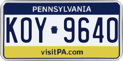 PA license plate KOY9640