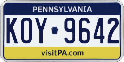 PA license plate KOY9642