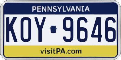 PA license plate KOY9646