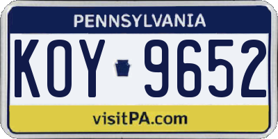 PA license plate KOY9652