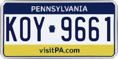 PA license plate KOY9661