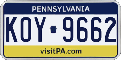 PA license plate KOY9662