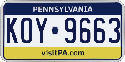 PA license plate KOY9663