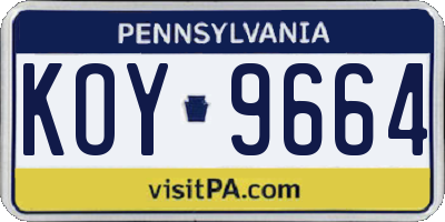 PA license plate KOY9664