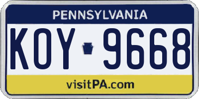 PA license plate KOY9668