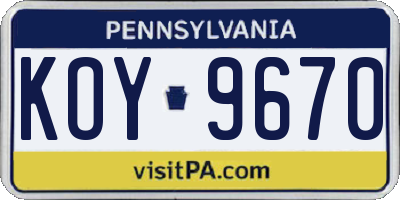 PA license plate KOY9670
