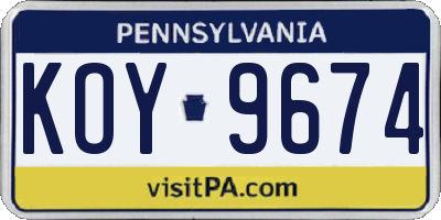 PA license plate KOY9674