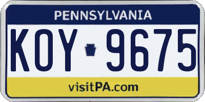 PA license plate KOY9675
