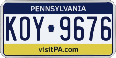PA license plate KOY9676