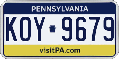 PA license plate KOY9679