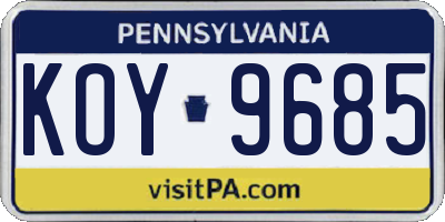 PA license plate KOY9685