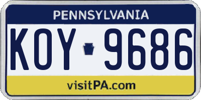 PA license plate KOY9686