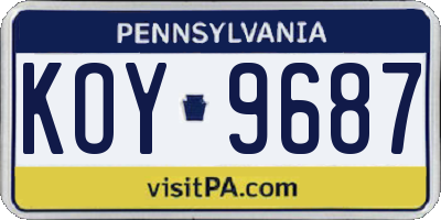 PA license plate KOY9687