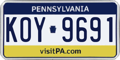 PA license plate KOY9691