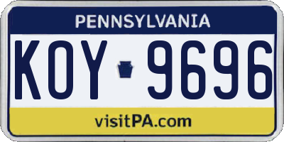 PA license plate KOY9696