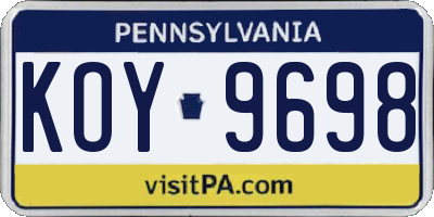 PA license plate KOY9698