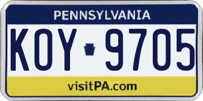 PA license plate KOY9705